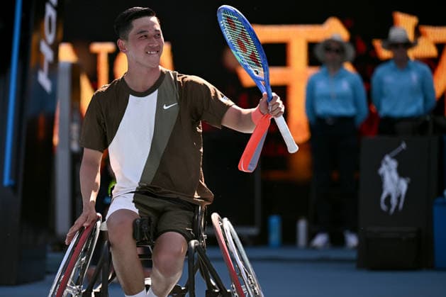 TENNIS AUSTRALIAN OPEN, Tokito Oda of Japan celebrates match point during the men™s wheelchair singles semifinal against Gustavo Fernandez of Argentina on day 13 of the 2026 Australian Open tennis tournament at Melbourne Park in Melbourne, Friday, January 30, 2026. ( NO ARCHIVING MELBOURNE VICTORIA AUSTRALIA  Copyright: xJAMESxROSSx 20260130116556580105