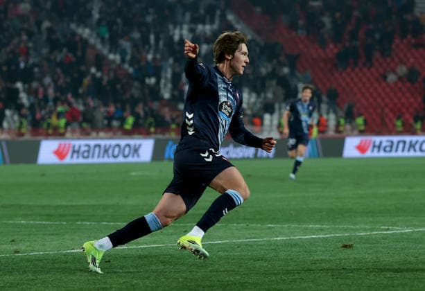 (260130) -- BELGRADE, Jan. 30, 2026 -- Celta Vigo s Fer Lopez celebrates his goal during the UEFA Europa League football match between Crvena Zvezda and Celta Vigo in Belgrade, Serbia, on Jan. 29, 2026. (Photo by Xinhua) (SP)SERBIA-BELGRADE-FOOTBALL-UEFA EUROPA LEAGUE-CRVENA ZVEZDA VS CELTA PredragxMilosavljevic 