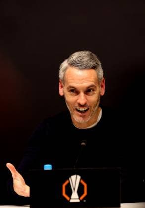 Carlos Vicens of Braga during the press conference during the match Go Ahead Eagles vs Braga at the De Adelaarshorst for the UEFA Europa League season 2025 2026 in DEVENTER, Netherlands on 29 january 2026 Photo by Peter Lous EYE4IMAGES