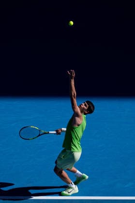 January 30, 2026: 1st seed CARLOS ALCARAZ of Spain in action against 3rd seed ALEXANDER ZVEREV of Germany on Rod Laver Arena in a Men s Singles Semifinals match on day 13 of the 2026 Australian Open in Melbourne, Australia. Cal Media Melbourne Australia - ZUMAc04_ 20260130_faf_c04_018 Copyright: xSydneyxLowx