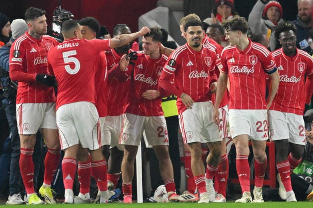 Nottingham Forest FC v Ferencvarosi TC - UEFA Europa League 2025 26 League Phase MD8 The Reds celebrate after James McAtee of Nottingham Forest scores from the penalty spot during the UEFA Europa League match between Nottingham Forest and Ferencvarosi TC at the City Ground in Nottingham, England, on January 29, 2026. Nottingham Nottinghamshire United Kingdom  Copyright: xMIxNewsx originalFilename:fletcher-nottingh260129_npCTQ.jpg