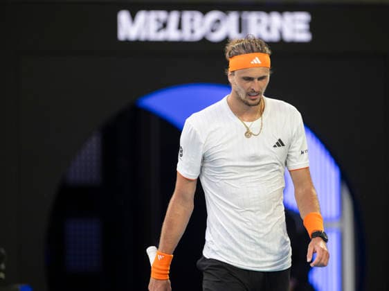 (260130) -- MELBOURNE, Jan. 30, 2026 -- Alexander Zverev is seen during the men s singles semifinal match between Carlos Alcaraz of Spain and Alexander Zverev of Germany at the Australian Open tennis tournament in Melbourne, Australia, Jan. 30, 2026. (Photo by Xinhua) (SP)AUSTRALIA-MELBOURNE-TENNIS-AUSTRALIAN OPEN-MEN S SINGLES-SEMIFINAL HuxJingchen 