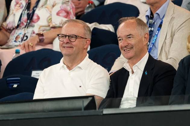 Australian Prime Minster Anthony Albanese watches Novak Djokovic v Jannik Sinner during their Semi-final match Australian Open tennis tournament, Day Thirteen, Melbourne Park, Australia - 30 Jan 2026Melbourne Melbourne Park Victoria (VIC) Australia  Copyright: xRachelxBach Shutterstockx 16455618da