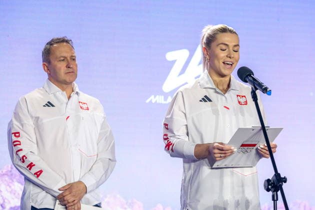 WARSZAWA 30.01.2026 XXV ZIMOWE IGRZYSKA OLIMPIJSKIE MEDIOLAN-CORTINA 2026 - SLUBOWANIE OLIMPIJSKIE REPREZENTACJA POLSKI TEAM PL --- MILANO-CORTINA 2026 XXV OLYMPIC Winter games, Winterspiele,Spiele, Summer games - OLYMPIC OATH OF POLISH national team, Nationalteam IN WARSAW DAWID KUPCZYK KLAUDIA ADAMEK ROTA SLUBOWANIA FOT. ANNA KLEPACZKO FOTOPYK NEWSPIX.PL --- newspix.pl 