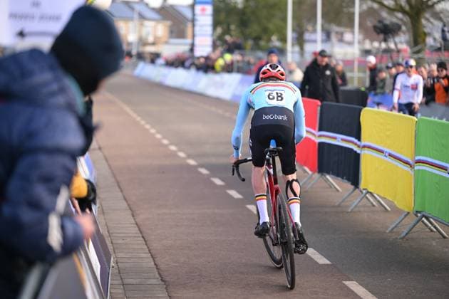 Belgian Kay De Bruyckere pictured in action at the Team Relay race at the UCI Cyclocross World Championships, on Friday 30 January 2026, in Hulst, The Netherlands. DAVIDxPINTENS  x159799362x