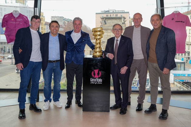 Roberto Visentini in the Hall of Fame of Giro d’Italia, from L, Gianni Bugno, Claudio Chiappucci, Roberto Visentini, Ernesto Colnago, Guido Bontempi and Stefano AllocchioJanuary 30, 2026, Milan (photo Gian Mattia D’Alberto Lapresse) Roberto Visentini inserito nella Hall of Fame del Giro d’Italia, 30 Gennaio 2026 , da sn, Gianni Bugno, Claudio Chiappucci, Roberto Visentini, Ernesto Colnago, Guido Bontempi e Stefano Allocchio, Milano (photo Gian Mattia D’Alberto Lapresse) Copyright: xGianxMattiaxD Albertox-xLaPressex