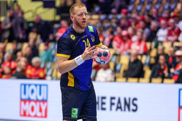 30 01 2026, Handball, Men s EHF EURO 2026, Portugal Sweden, Jyske Bank Boxen in Herning, Denmark, Match for 5th place Jim Gottfridsson Sweden 24 Denmark