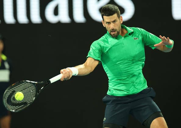 January 30, 2026, Melbourne, Victoria, Australia: NOVAK DJOKOVIC of Serbia during the match against J. Sinner of Italy in the semifinal of the Australian Open, Melbourne, Australia. Djokovic won 3:6, 6:3, 4:6, 6:4, 6:4. Melbourne Australia - ZUMAc278 20260130_zsp_c278_049 Copyright: xMarcinxCholewinskix