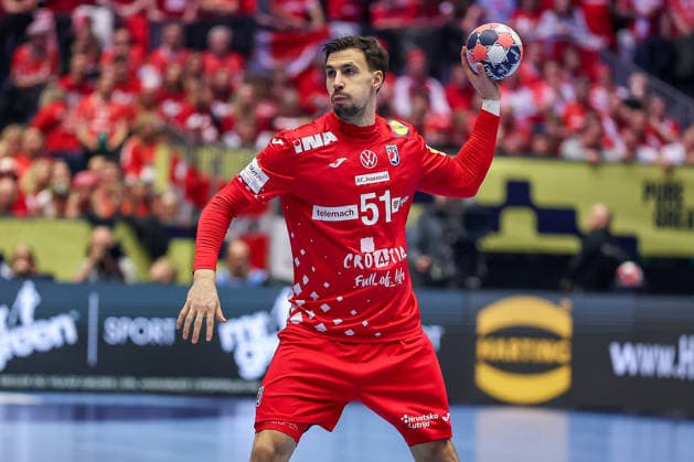 30 01 2026, Handball, Men s EHF EURO 2026, Germany Croatia, Jyske Bank Boxen in Herning, Denmark, Semi Finals Ivan Martinovic Croatia 51 Denmark