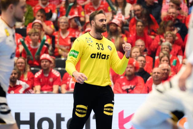 Herning Handball EM 2026 Semifinal Germany Croatia Goalkeeper Andreas Wolff Germany Cheers Joy Emotion Herning Jyske Bank Boxing Denmark