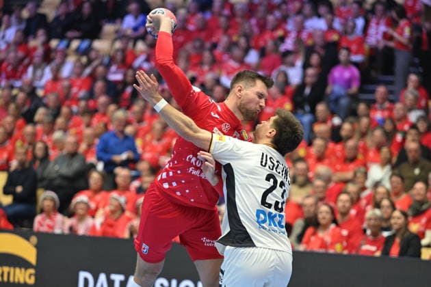 Herning, Denmark, 300126. Jyske Bank Boxen Hall. Croatian player Tin Lucin during the semi-final match of the European Handball Championship 2026, Germany - Croatia. Photo: Ante Cizmic CROPIX Hrvatska Copyright: xxAntexCizmicx xCROPIXx njemacka_hrvatska9-300126
