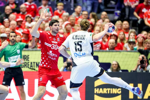 Croatia v Germany - MenÂ s EHF EURO 2026 HERNING, DENMARK - JANUARY 30: Marko MamiÄ‡ during the Men s EHF Euro 2026 Semi Finals match between Croatia and Germany at Jyske Bank Boxen Herning Arena on January 30 2026 in Herning, Denmark.  SanjinxStrukic PIXSELL