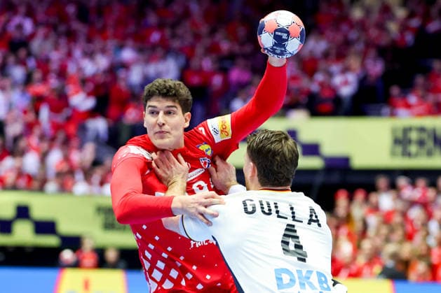 Croatia v Germany - MenÂ s EHF EURO 2026 HERNING, DENMARK - JANUARY 30: Luka Lovre Klarica during the Men s EHF Euro 2026 Semi Finals match between Croatia and Germany at Jyske Bank Boxen Herning Arena on January 30 2026 in Herning, Denmark.  SanjinxStrukic PIXSELL
