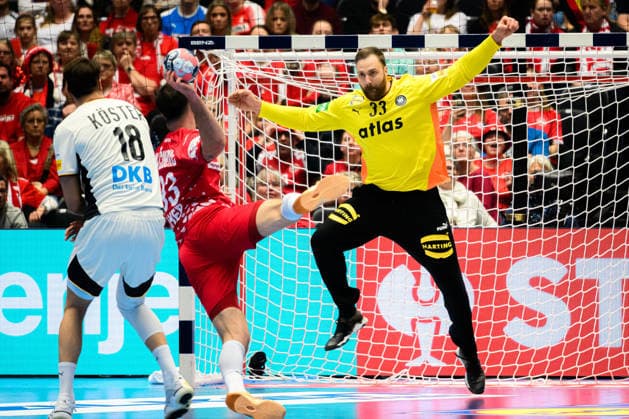Herning Handball EM 2026 Semifinal Germany Croatia Luka Cindric Croatia , Goalkeeper Andreas Wolff Germany Herning Jyske Bank Boxing Denmark