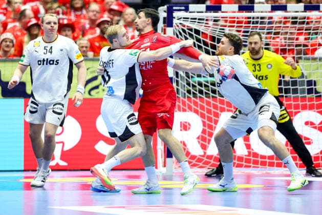 Croatia v Germany - MenÂ s EHF EURO 2026 HERNING, DENMARK - JANUARY 30: Justus Fischer, Matthes Langhoff, Johannes Golla during the Men s EHF Euro 2026 Semi Finals match between Croatia and Germany at Jyske Bank Boxen Herning Arena on January 30 2026 in Herning, Denmark.  SanjinxStrukic PIXSELL