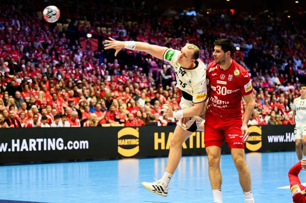 Herning Handball European Championship 2026 semi-final Germany Croatia Justus Fischer Germany , Marko Mamic Croatia Herning Jyske Bank Boxing Denmark
