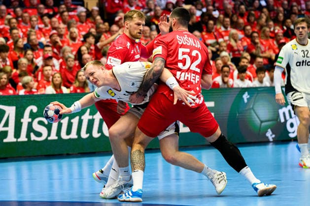 Herning Handball European Championship 2026 semi-final Germany Croatia Justus Fischer Germany , Leon Susnja Croatia Herning Jyske Bank Boxing Denmark
