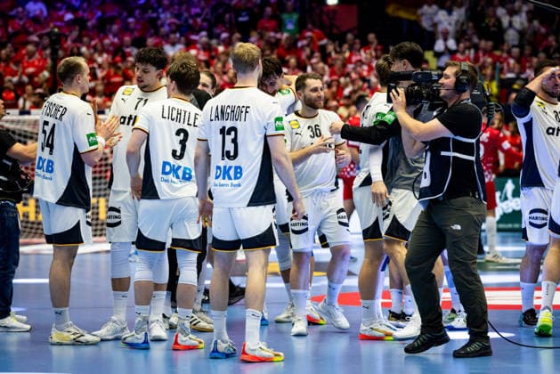 HERNING, DENMARK - JANUARY 30: celebration after victory team Germany during the EHF EURO 2026 Semifinal 1 match between Germany vs Croatia at Jyske Bank Boxen Arena on January 30, 2026 in Herning, Denmark. Midtjylland Denmark Copyright: xMarioxM.xKobergx