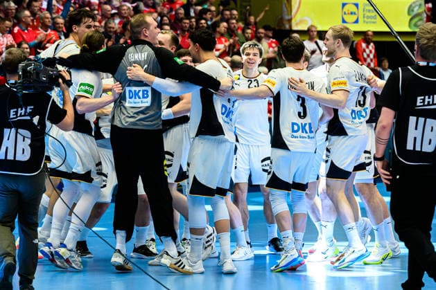 Herning handball European Championship 2026 semi-final Germany Croatia the team of Germany final cheer final cheer emotion joy Herning Jyske Bank boxing Denmark