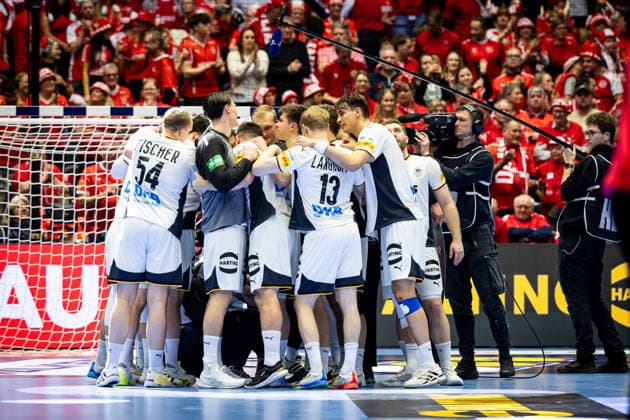HERNING, DENMARK - JANUARY 30: celebration after victory team Germany during the EHF EURO 2026 Semifinal 1 match between Germany vs Croatia at Jyske Bank Boxen Arena on January 30, 2026 in Herning, Denmark. Midtjylland Denmark Copyright: xMarioxM.xKobergx