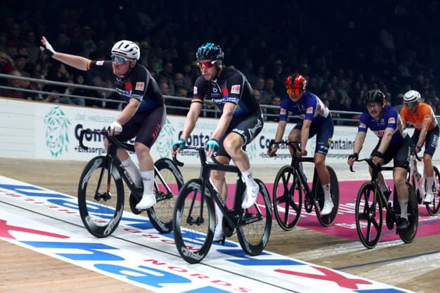 DEU, Sixdays Berlin, 30 01 2026, Velodrom, Berlin, DEU, Sixdays Berlin, in the picture field of riders, Roger Kluge GER , Moritz Augenstein GER nordphotoxGmbHx xEngler nph00076