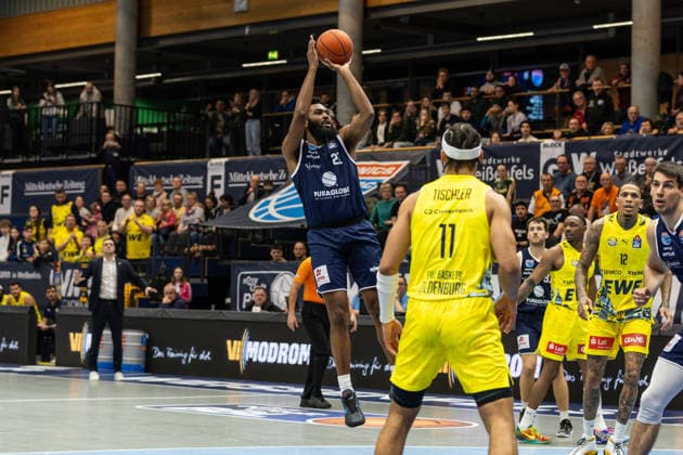 GER, easy Credit Basketball Bundesliga, Syntainics MBC EWE Baskets Oldenburg 30 01 2026, Stadthalle, Weißenfels, GER, easy Credit Basketball Bundesliga, Syntainics MBC EWE Baskets Oldenburg RJ Gunn Syntainics MBC, 21 Â Photo Alexander Trienitz Weißenfels Stadthalle Sachsen Anhalt Germany