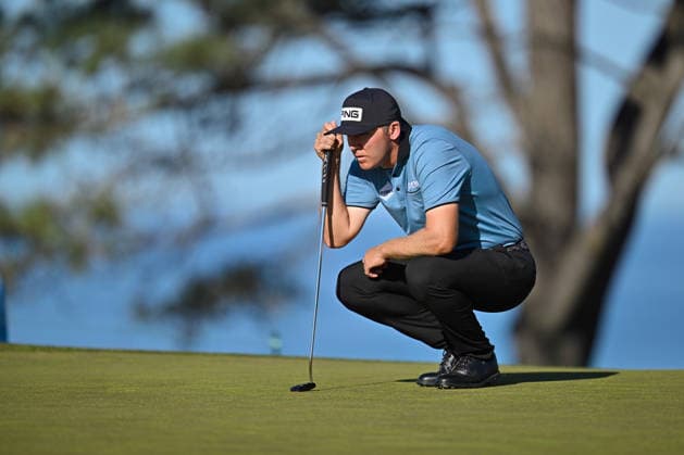 January 30, 2026: Seamus Power line up a putt on the 10th hole during the second round of the Farmers Insurance Open on Torrey Pines North Course in San Diego, California. CSM San Diego USA - ZUMAc04_ 20260130_zma_c04_002 Copyright: xJustinxFinex