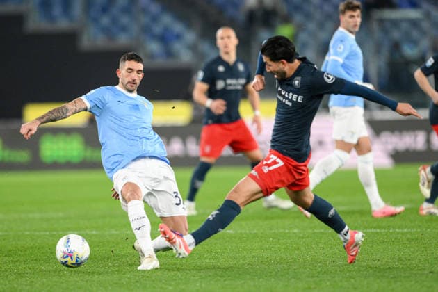 30th January 2026, Stadio Olimpico, Rome, Italy; Italian Serie A Football; Lazio versus Genoa; Danilo Cataldi of SS Lazio under pressure from Mikael Egill Ellertsson of Genoa CFC  AllShotLive