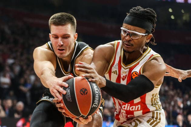 Crvena Zvezda v Dubai Basketball - EuroLeague BELGRADE, SERBIA - JANUARY 30: Chima Moneke (R) of Crvena Zvezda in action during the EuroLeague week 25 basketball match between Crvena Zvezda and Dubai Basketball at the Belgrade Arena in Belgrade, Serbia on January 30, 2026. Filip Stevanovic Anadolu Belgrade Serbia. Editorial use only. Please get in touch for any other usage.  Copyright: x2026xAnadoluxFilipxStevanovicx
