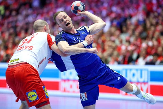 Denmark v Iceland - MenÂ s EHF EURO 2026 HERNING, DENMARK - JANUARY 30: Omar Ingi Magnusson during the Men s EHF Euro 2026 Semi Finals match betweenDenmark and Iceland at Jyske Bank Boxen Herning Arena on January 30 2026 in Herning, Denmark.  SanjinxStrukic PIXSELL