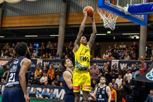 GER, easy Credit Basketball Bundesliga, Syntainics MBC EWE Baskets Oldenburg 30 01 2026, Stadthalle, Weißenfels, GER, easy Credit Basketball Bundesliga, Syntainics MBC EWE Baskets Oldenburg Michale Kyser EWE Baskets Oldenburg 12 Â Photo Alexander Trienitz Weißenfels Stadthalle Sachsen Anhalt Germany