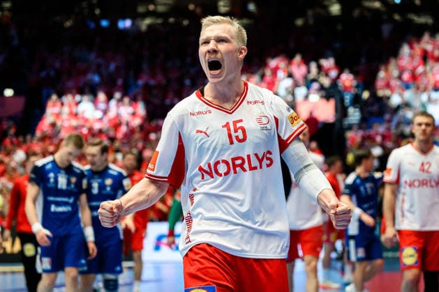 Herning Handball European Championship 2026 Semifinal Denmark Iceland Denmarks Magnus Saugstrup Jensen Cheers Joy Emotion Herning Jyske Bank Boxing Denmark