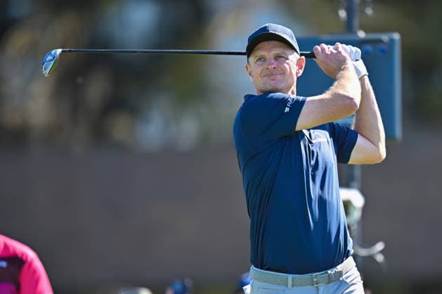 January 30, 2026: Justin Rose tees off on the 14th hole during the second round of the Farmers Insurance Open on Torrey Pines South Course in San Diego, California. CSM San Diego USA - ZUMAc04_ 20260130_zma_c04_036 Copyright: xJustinxFinex
