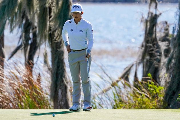 January 30, 2026, Orlando, Florida, USA: Mao Saigo lines up a putt on the 18th green during the second round of the 2026 Hilton Grand Vacations Tournament of Champions at Lake Nona Golf & Country Club. Orlando USA - ZUMAw109 20260130_fap_w109_022 Copyright: xDebbyxWongx