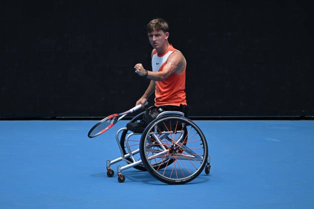 TENNIS AUSTRALIAN OPEN, Niels Vink of the Netherlands in action during the quad wheelchair final against Sam Schroder of the Netherlands on day 14 of the 2026 Australian Open tennis tournament at Melbourne Park in Melbourne, Saturday, January 31, 2026. ( NO ARCHIVING MELBOURNE VICTORIA AUSTRALIA  Copyright: xJAMESxROSSx 20260131133010721637