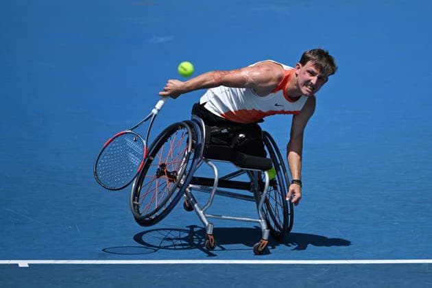 TENNIS AUSTRALIAN OPEN, Niels Vink of the Netherlands in action during the quad wheelchair final against Sam Schroder of the Netherlands on day 14 of the 2026 Australian Open tennis tournament at Melbourne Park in Melbourne, Saturday, January 31, 2026. ( NO ARCHIVING MELBOURNE VICTORIA AUSTRALIA  Copyright: xJAMESxROSSx 20260131160800182386