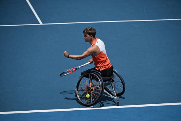 TENNIS AUSTRALIAN OPEN, Niels Vink of the Netherlands in action during the quad wheelchair final against Sam Schroder of the Netherlands on day 14 of the 2026 Australian Open tennis tournament at Melbourne Park in Melbourne, Saturday, January 31, 2026. ( NO ARCHIVING MELBOURNE VICTORIA AUSTRALIA  Copyright: xJAMESxROSSx 20260131137581367382