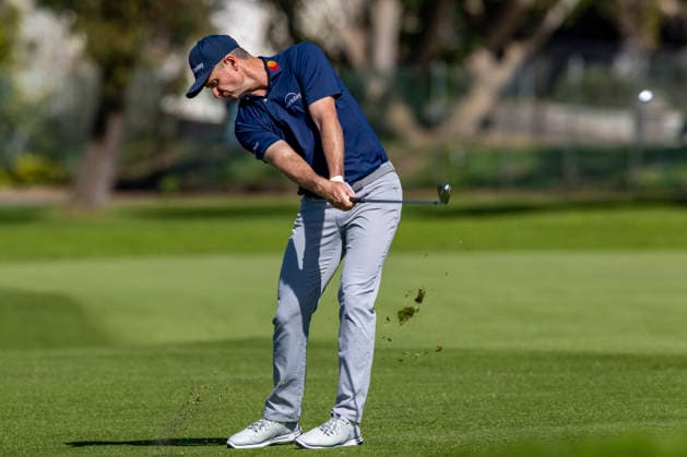 LA JOLLA, CA - JANUARY 30: Justin Rose hits his second on the 10th fairway during the second round of the Farmers Insurance Open, Friday, January 30, 2026, in La Jolla, California. (Photo by Tony Ding Icon Sportswire) GOLF: JAN 30 PGA, Golf Herren Farmers Insurance Open EDITORIAL USE ONLY Icon46520260130005