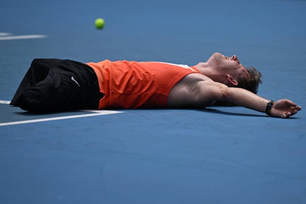 TENNIS AUSTRALIAN OPEN, Niels Vink of the Netherlands celebrates match point during the quad wheelchair final against Sam Schroder of the Netherlands on day 14 of the 2026 Australian Open tennis tournament at Melbourne Park in Melbourne, Saturday, January 31, 2026. ( NO ARCHIVING MELBOURNE VICTORIA AUSTRALIA  Copyright: xJAMESxROSSx 20260131161106816897