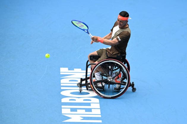 TENNIS AUSTRALIAN OPEN, Tokito Oda of Japan in action during the men™s wheelchair singles final against Martin de la Puente of Spain on day 14 of the 2026 Australian Open tennis tournament at Melbourne Park in Melbourne, Saturday, January 31, 2026. ( NO ARCHIVING MELBOURNE VICTORIA AUSTRALIA  Copyright: xJAMESxROSSx 20260131136434290956