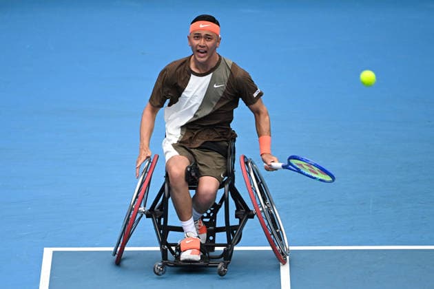 TENNIS AUSTRALIAN OPEN, Tokito Oda of Japan in action during the men™s wheelchair singles final against Martin de la Puente of Spain on day 14 of the 2026 Australian Open tennis tournament at Melbourne Park in Melbourne, Saturday, January 31, 2026. ( NO ARCHIVING MELBOURNE VICTORIA AUSTRALIA  Copyright: xJAMESxROSSx 20260131193644965369