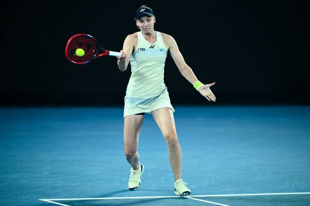 TENNIS AUSTRALIAN OPEN, Elena Rybakina of Kazakhstan in action during the women™s singles final against Aryna Sabalenka of Belarus on day 14 of the 2026 Australian Open tennis tournament at Melbourne Park in Melbourne, Saturday, January 31, 2026. ( NO ARCHIVING MELBOURNE VICTORIA AUSTRALIA  Copyright: xJOELxCARRETTx 20260131127655508389