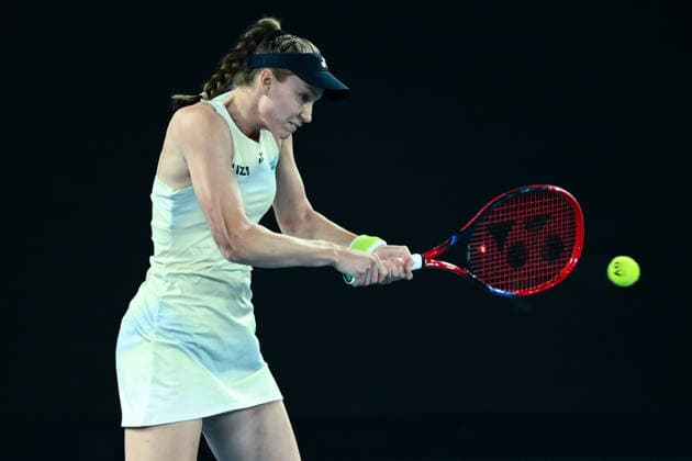 TENNIS AUSTRALIAN OPEN, Elena Rybakina of Kazakhstan in action during the women™s singles final against Aryna Sabalenka of Belarus on day 14 of the 2026 Australian Open tennis tournament at Melbourne Park in Melbourne, Saturday, January 31, 2026. ( NO ARCHIVING MELBOURNE VICTORIA AUSTRALIA  Copyright: xJOELxCARRETTx 20260131183874815503