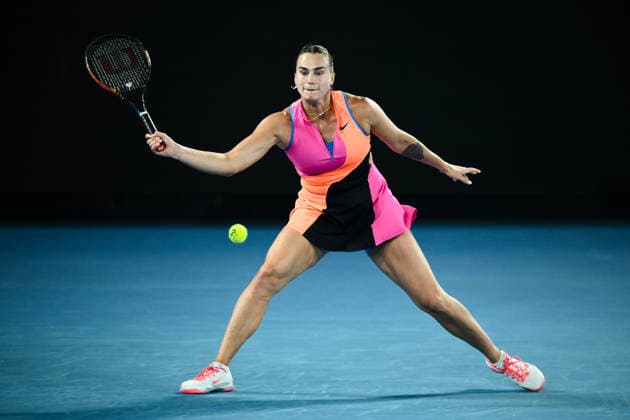 TENNIS AUSTRALIAN OPEN, Aryna Sabalenka of Belarus in action during the women™s singles final against Elena Rybakina of Kazakhstan on day 14 of the 2026 Australian Open tennis tournament at Melbourne Park in Melbourne, Saturday, January 31, 2026. ( NO ARCHIVING MELBOURNE VICTORIA AUSTRALIA  Copyright: xJOELxCARRETTx 20260131184188602302