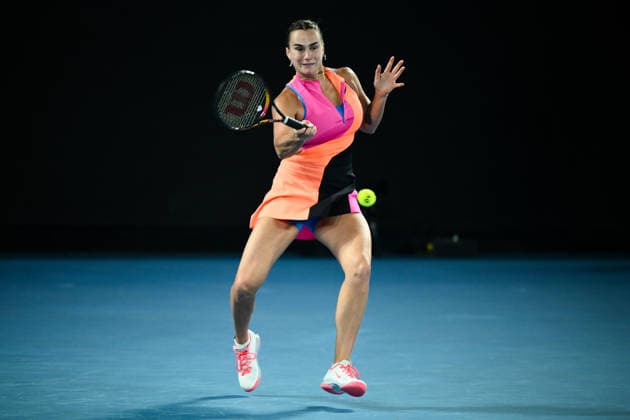 TENNIS AUSTRALIAN OPEN, Aryna Sabalenka of Belarus in action during the women™s singles final against Elena Rybakina of Kazakhstan on day 14 of the 2026 Australian Open tennis tournament at Melbourne Park in Melbourne, Saturday, January 31, 2026. ( NO ARCHIVING MELBOURNE VICTORIA AUSTRALIA  Copyright: xJOELxCARRETTx 20260131179088804892