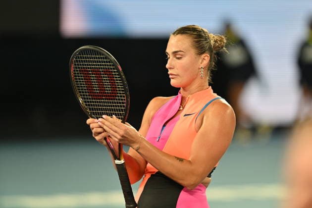 Australian Open 2026 - Finals MELBOURNE, AUSTRALIA - JANUARY 31: Belarus Aryna Sabalenka in action against Elena Rybakina (not seen) of Kazakhstan during the final match at the Australian Open grand slam tennis tournament at Melbourne Park in Melbourne, Australia on January 31, 2026 Mark Avellino Anadolu Melbourne Australia. Editorial use only. Please get in touch for any other usage.  Copyright: x2026xAnadoluxMarkxAvellinox