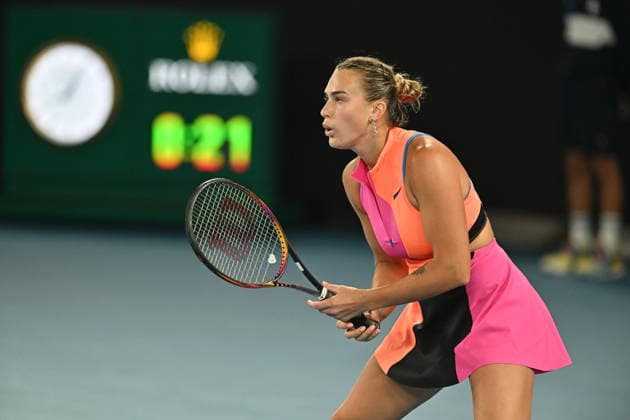 Australian Open 2026 - Finals MELBOURNE, AUSTRALIA - JANUARY 31: Belarus Aryna Sabalenka in action against Elena Rybakina (not seen) of Kazakhstan during the final match at the Australian Open grand slam tennis tournament at Melbourne Park in Melbourne, Australia on January 31, 2026 Mark Avellino Anadolu Melbourne Australia. Editorial use only. Please get in touch for any other usage.  Copyright: x2026xAnadoluxMarkxAvellinox