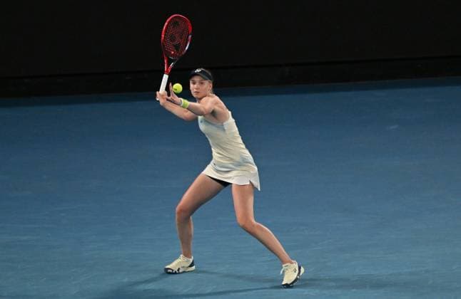 Australian Open 2026 - Finals MELBOURNE, AUSTRALIA - JANUARY 31: Elena Rybakina of Kazakhstan is seen in action against Aryna Sabalenka (not seen) during the Women s Singles Final match on Day 14 of the 2026 Australian Open at Melbourne Park in Melbourne, Australia on January 31, 2026. Mark Avellino Anadolu Melbourne Australia. Editorial use only. Please get in touch for any other usage.  Copyright: x2026xAnadoluxMarkxAvellinox