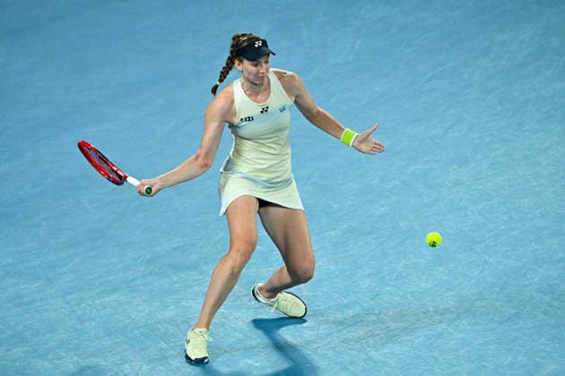 TENNIS AUSTRALIAN OPEN, Elena Rybakina of Kazakhstan in action during the women™s singles final against Aryna Sabalenka of Belarus on day 14 of the 2026 Australian Open tennis tournament at Melbourne Park in Melbourne, Saturday, January 31, 2026. ( NO ARCHIVING MELBOURNE VICTORIA AUSTRALIA  Copyright: xJAMESxROSSx 20260131142146052010