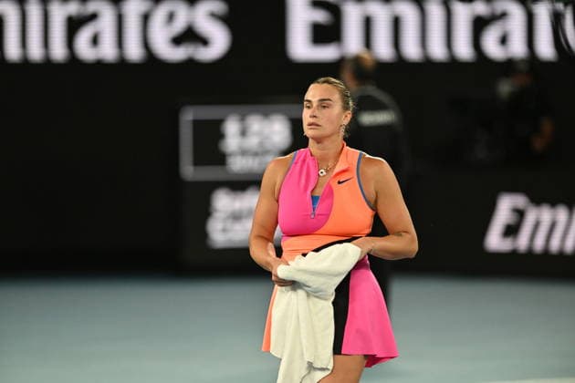 Australian Open 2026 - Women s Singles Finals MELBOURNE, AUSTRALIA - JANUARY 31: Belarus Aryna Sabalenka in action against Elena Rybakina (not seen) of Kazakhstan during the Women s Singles Final match at the Australian Open grand slam tennis tournament at Melbourne Park in Melbourne, Australia on January 31, 2026 Mark Avellino Anadolu Melbourne Australia. Editorial use only. Please get in touch for any other usage.  Copyright: x2026xAnadoluxMarkxAvellinox
